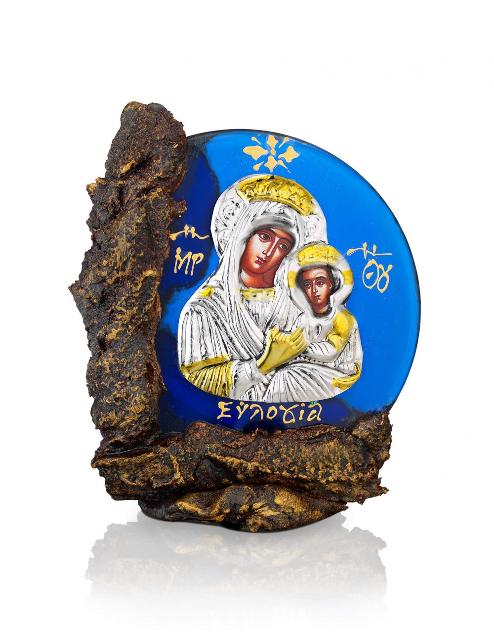 Παναγία των Αγγέλων - Φλοιός με κρύσταλλο, διακοσμημένο